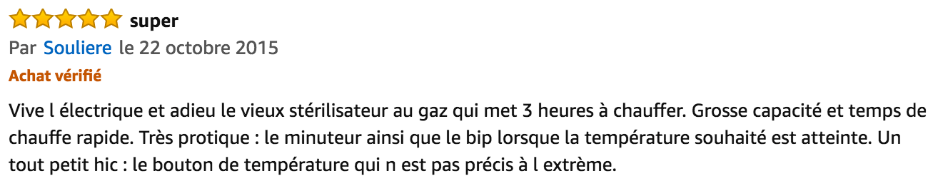 commentaire stérilisateur DOMO